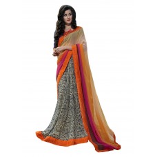 Triveni Striking Multi Colored Printed Faux Georgette Saree